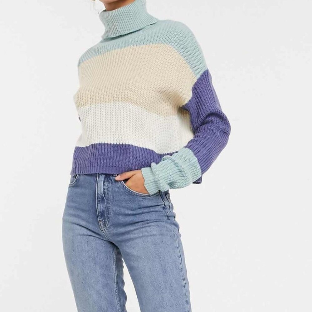 ASOS x In the Style Blue Colorblock Jumper Sweater